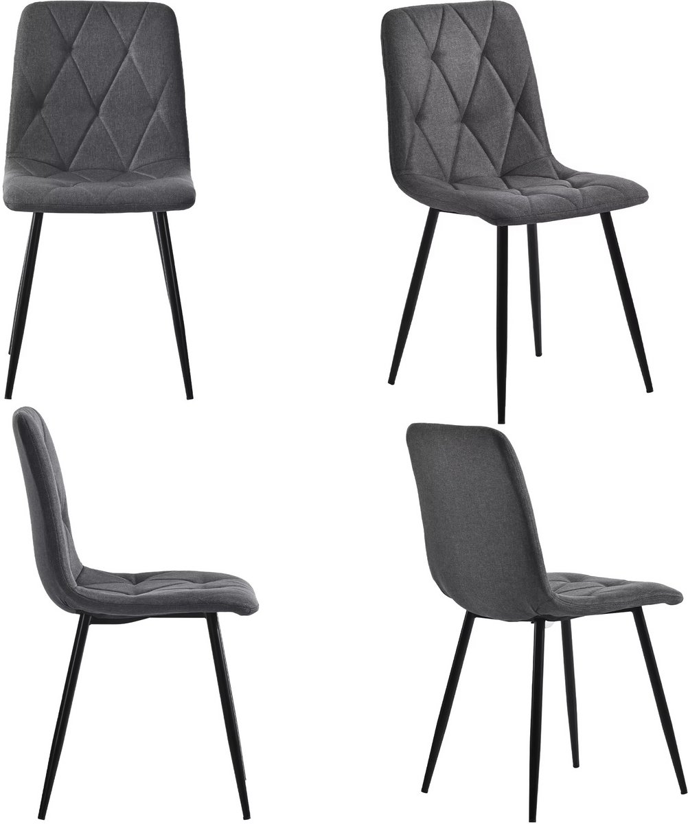 Naiz - Eetkamerstoelen - Set van 4 stuks - Donkergrijs - Velvet - 40 x 45 x 86 cm