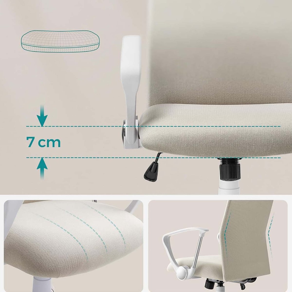 Bureaustoel Ergonomisch met Zacht Kussen thumbnail 6