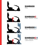 Diagrammen die de configuraties van SIMR600, SIMR600G, SIMR600M en SIMR600GM racesimulator laten zien.