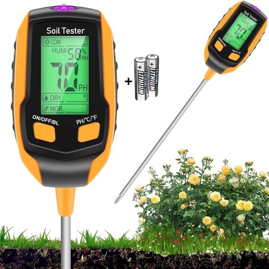 PH Meter Grond 5-in-1 – Digitale Bodem Tester – pH Meter, Vochtmeter, Lichtmeter &...