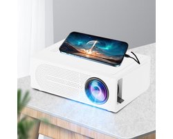 Wit Mini Projector 1080p HD - Draagbare thuisbioscoop met afstandsbediening, Geschikt voor binnen en buiten, HDMI & USB compatibel