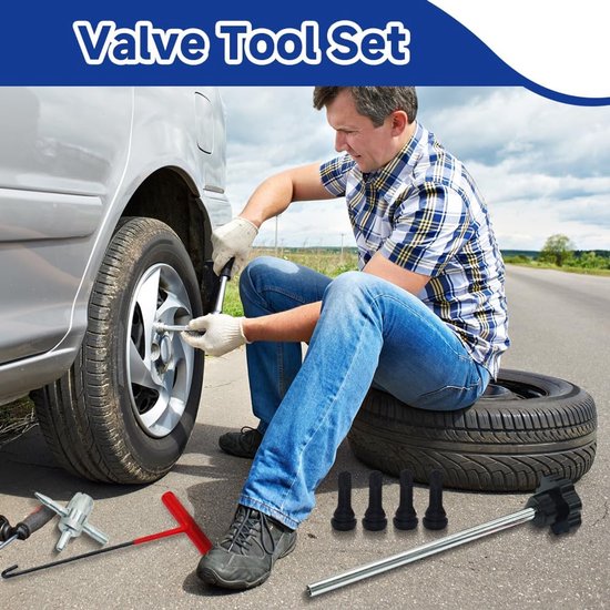 Ventiel Reparatie Set - Banden Tool Kit - Snel Ventielen Vervangen - Zonder Band Demontage - 22 cm Lengte van Merkloos — afbeelding 2