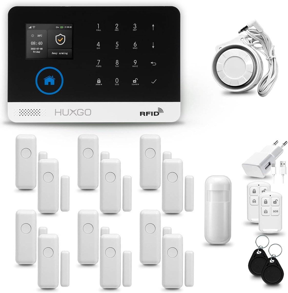 Draadloos Alarmsysteem - GSM WiFi Kit - Huis Beveiliging - Dubbele Connectiviteit - 185 x 125 cm - Wit