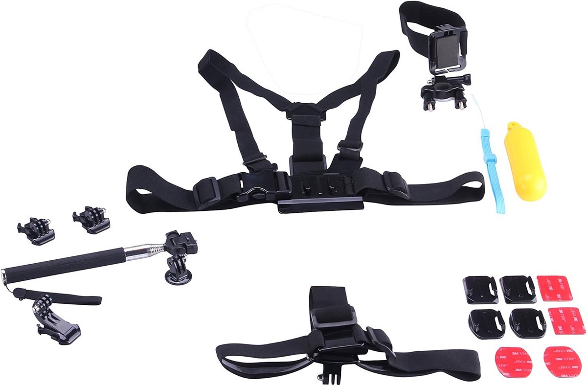 Actiecamera Accessoires - Camera Kit - Opnames Maken - 10 Delige Set - 300 Gram - Zwart