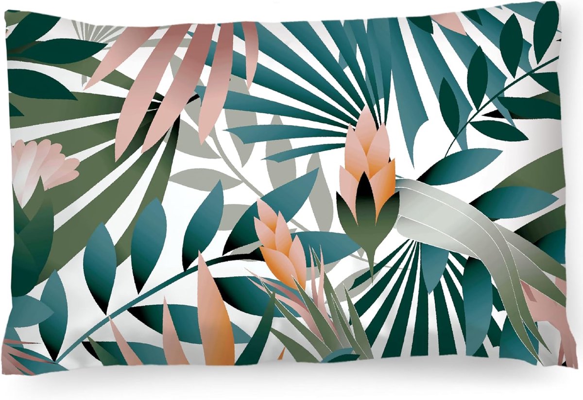 Kussenhoes Katoen - Dekbedovertrekhoes Kinderen - Zachte Slaap - Oeko-Tex Gecertificeerd - 40 x 60 cm - Palmbladeren Design