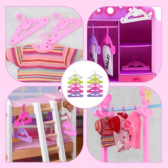 Mini Kleerhangers - Poppen Accessoires - Poppen Garderobe - Duurzaam Kunststof - 20 Stuks - Meerkleurig van Merkloos — afbeelding 5