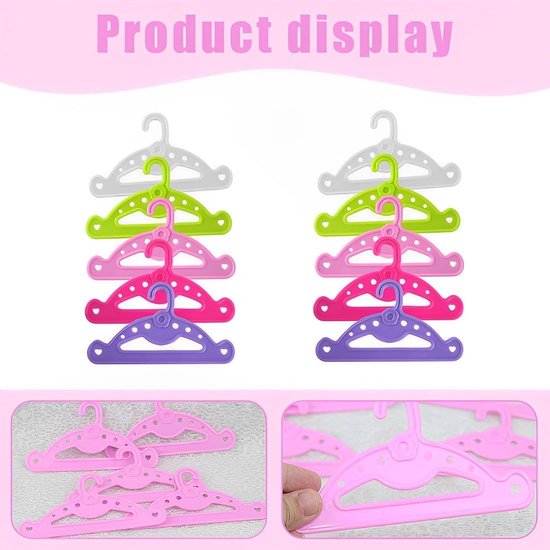 Mini Kleerhangers - Poppen Accessoires - Poppen Garderobe - Duurzaam Kunststof - 20 Stuks - Meerkleurig van Merkloos — afbeelding 4