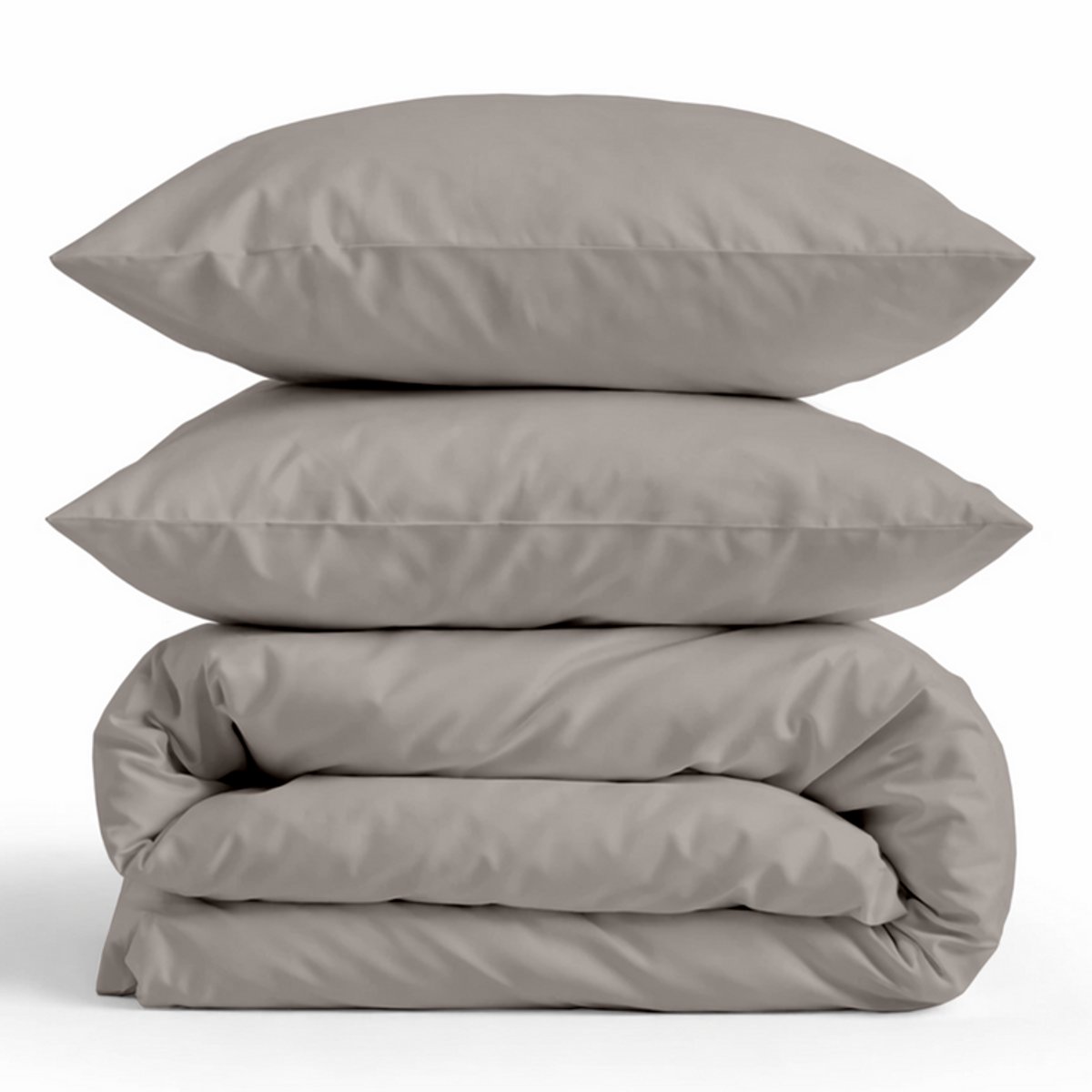 Decoware Dekbedovertrek Uni 240x220 cm - Warm Stone - Katoensatijn - Met Kussenslopen - Lits-jumeaux