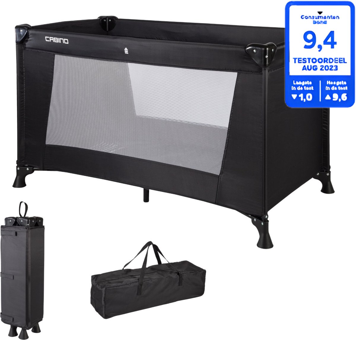 Bol.com Cabino Campingbedje / Reisbedje Opvouwbaar – 120 x 60 cm - Zwart aanbieding