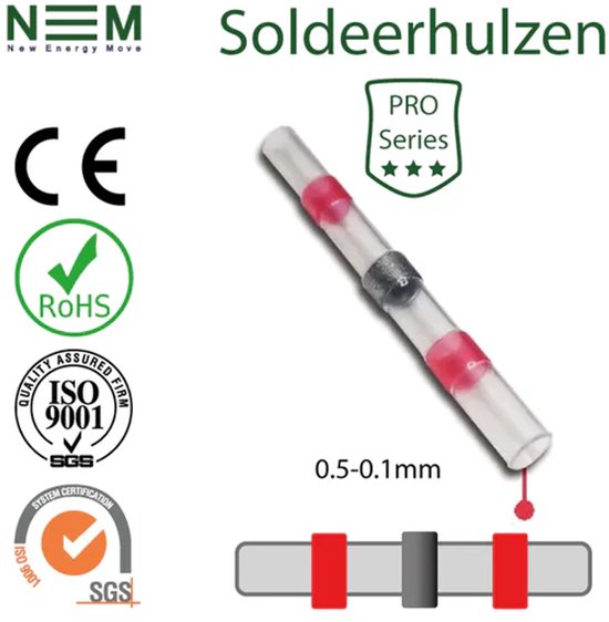 SoldeerHulzen Rood Geschikt voor kabels van 0,1 tot 1.5mm²