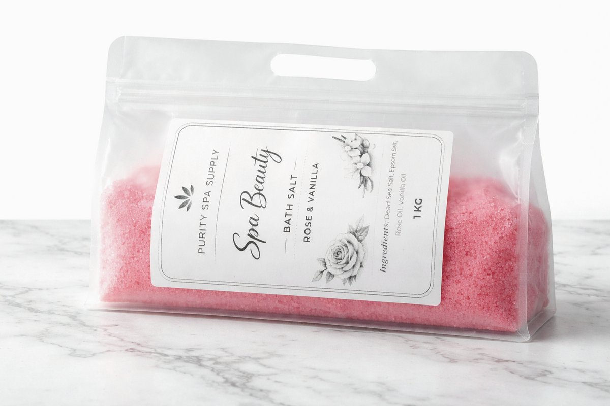 Badzout Purity Spa Supply, Spa Beauty, Rose & Vanille (incl. bamboelepel)