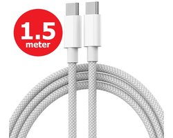 USB-C naar USB-C Kabel 100W Snelladen – 1,5 Meter – Fast Charge PD 6A – Geschikt voor iPhone 16/15, Samsung Galaxy, Xiaomi, Huawei, MacBook, iPad en USB-C Apparaten