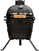 BluMill Kamado BBQ Egg - Kamado 13 Inch - Houtskoolbarbecues - Vaderdag Cadeau - Zwart - Ø 27 cm - Vrijs van PFAS- houdende anti-aanbaklaag - Houtskoolbarbecue Met Thermometer