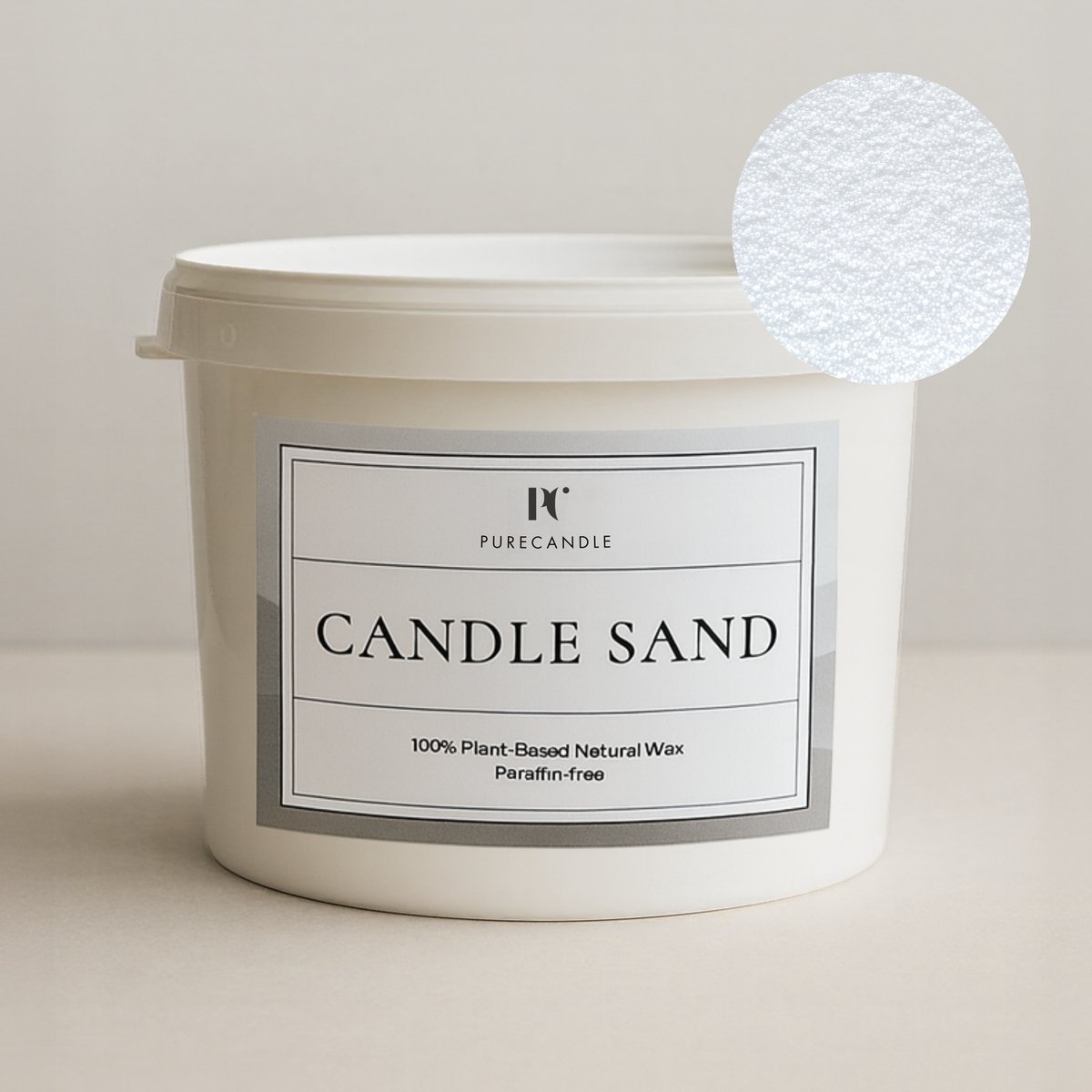Kaarsenzand Bucket Wit PureCandle – 2,5kg (4,4L) – Incl. 100 Lonten - Kaarspoeder - Kaars voor bruiloften en evenementen - Bulkverpakking - Poederkaars - Kaars parels