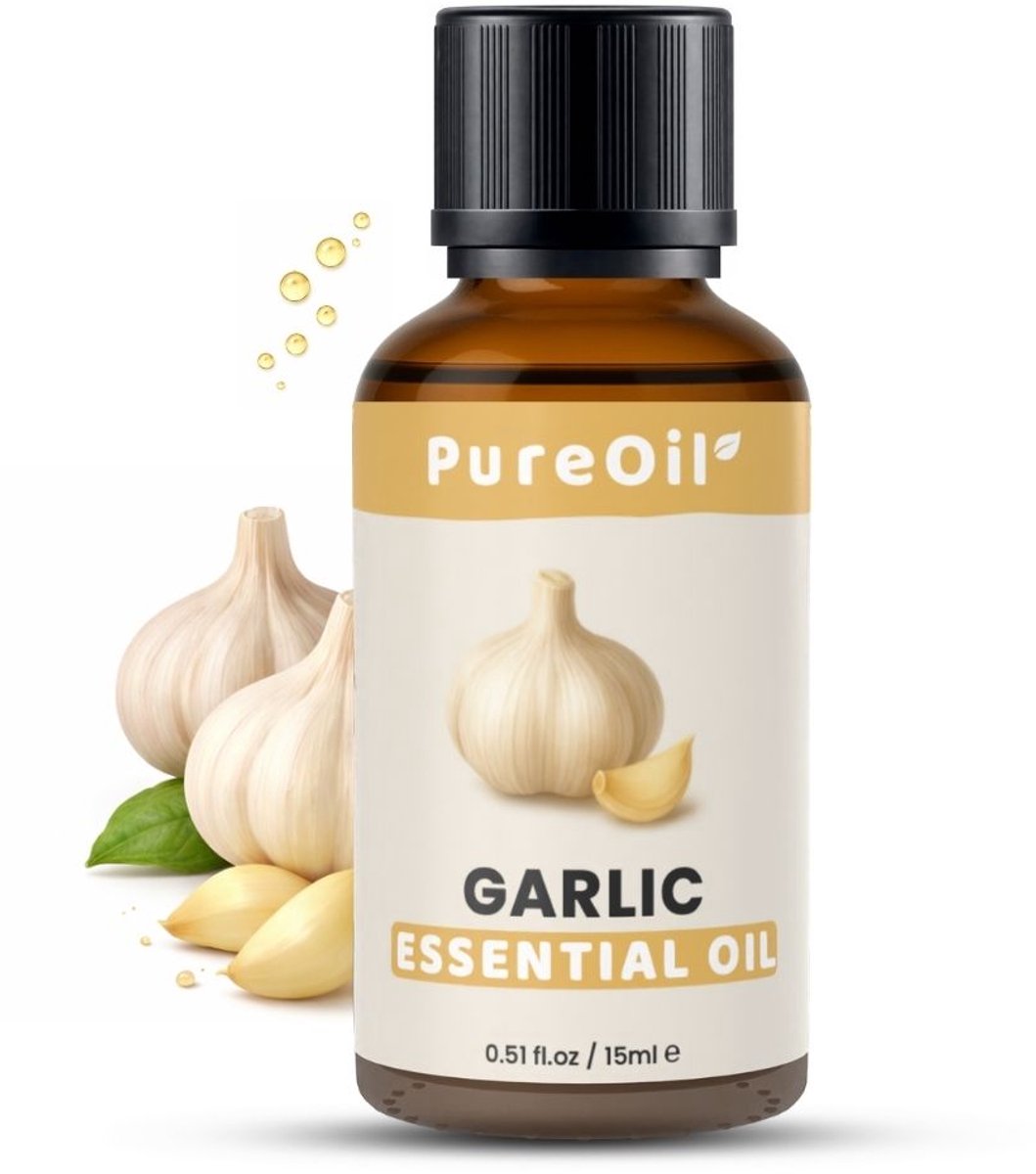 PureOil – Knoflook Etherische Olie – 15ml – 100% Puur, Natuurlijk & Vegan – Voor Huid | Gezicht | Scalp | Diffuser | Aromatherapie