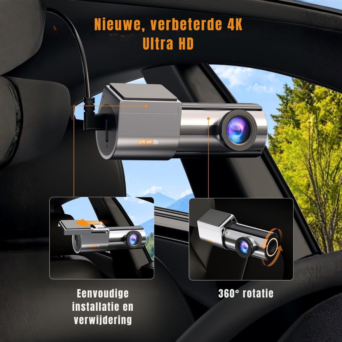 DnA® Dashcam - Dashcam Voor Auto - Dashcams - Dashcam Voor Auto Voor en Achter - Dashcam Draadloos - Zwart - 22cm x 14cm x 6cm – foto 6