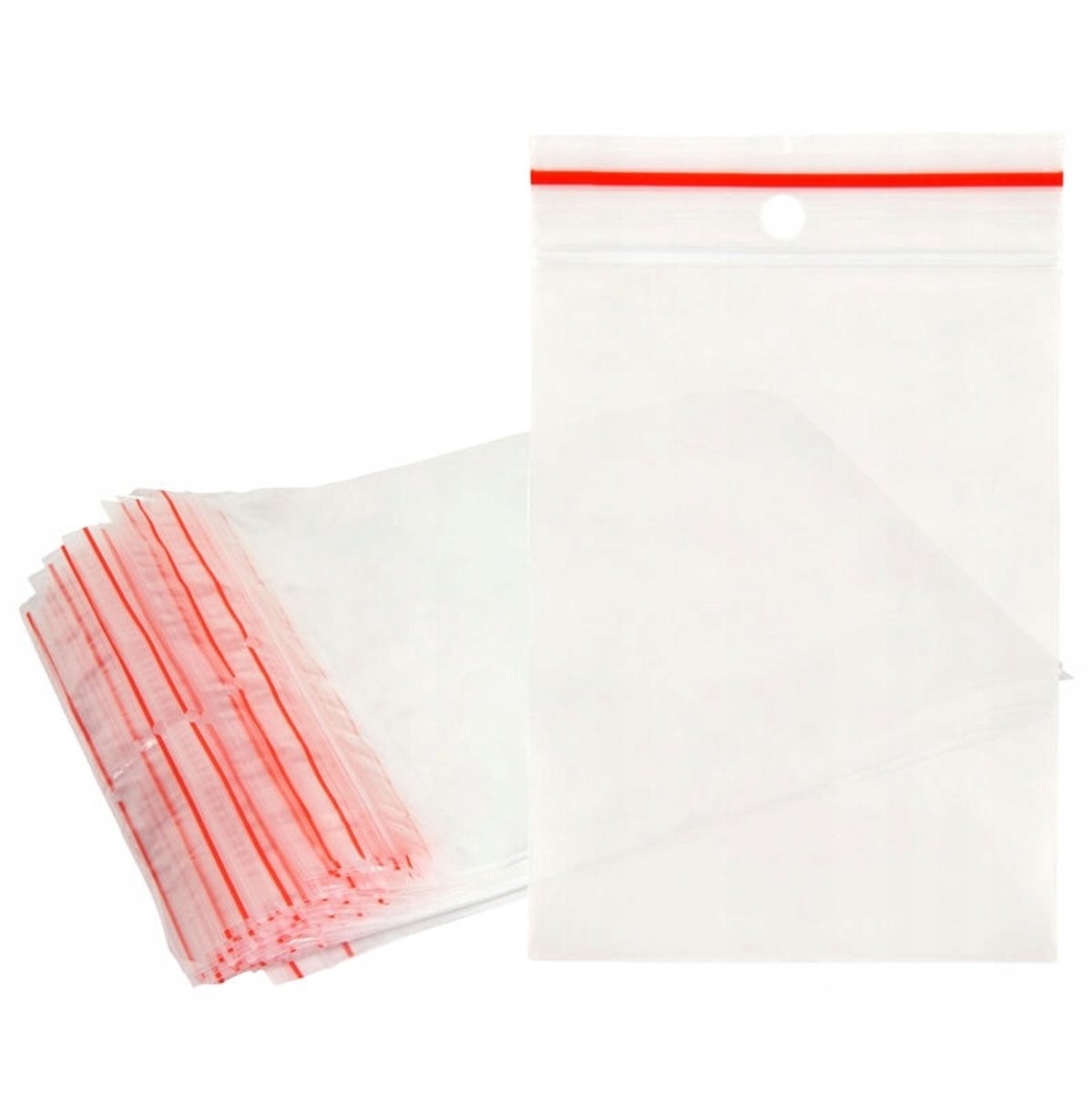 Heykapak Serie - Ritszakjes - 80 x 120 mm - 1000 stuks - Rood/Transparant