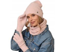 Alur - Dames Set Beanie + Sjaal + Handschoenen - Alpaca Touch - Uni - Made in Poland