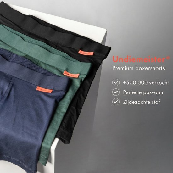 Undiemeister 3-Pack Ijsblauwe Boxershorts Heren - Iced Glacier - Maat L - Premium Heren Ondergoed - Zijdezacht - Luxe Afwerking - Perfect Pasvorm