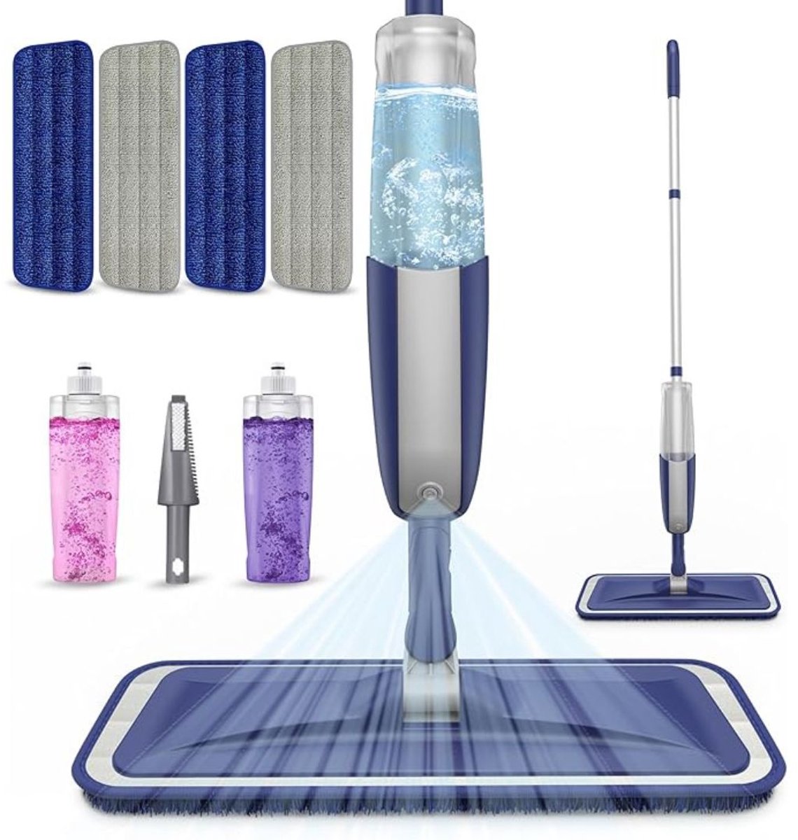 SVN® Dweil met spray - Dweil - Mop - Grijs en Blauw - 39cm x 13cm x 120cm
