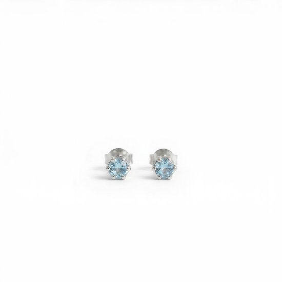 Oorknopjes Geboortesteen Maart Aquamarijn Zilver | cadeau dames