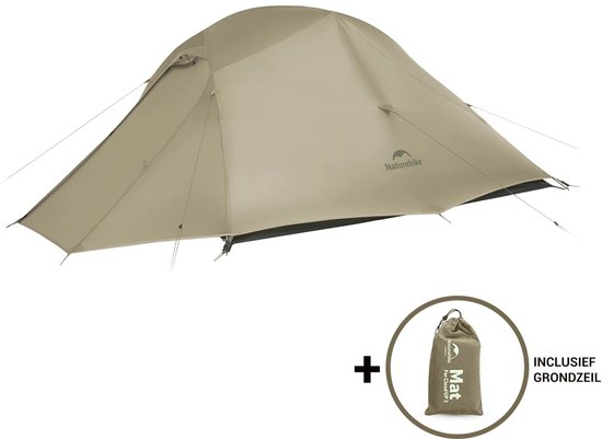 Naturehike Cloud Up 3 PRO – 3 persoons lichtgewicht tent – Waterdichte kampeertent – 20D 3000MM – Inclusief grondzeil – Outdoor trekking koepeltent – Maanzand