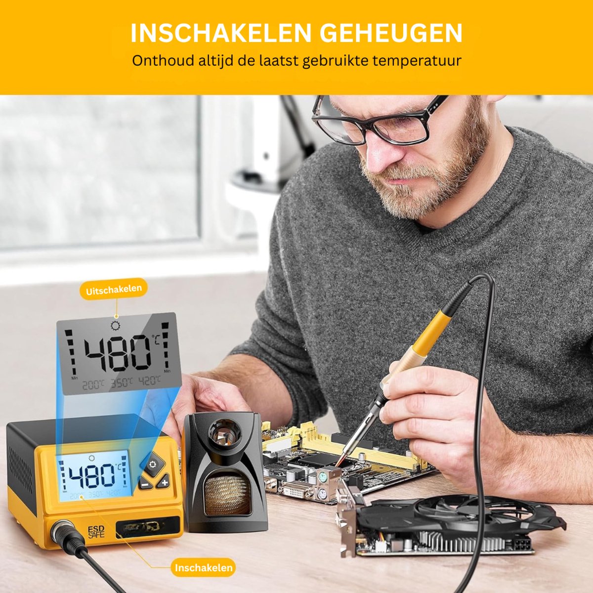 CLVP® Soldeerbout - Soldeerstation - Soldeerset Soldeertin -Geel en zwart – foto 3