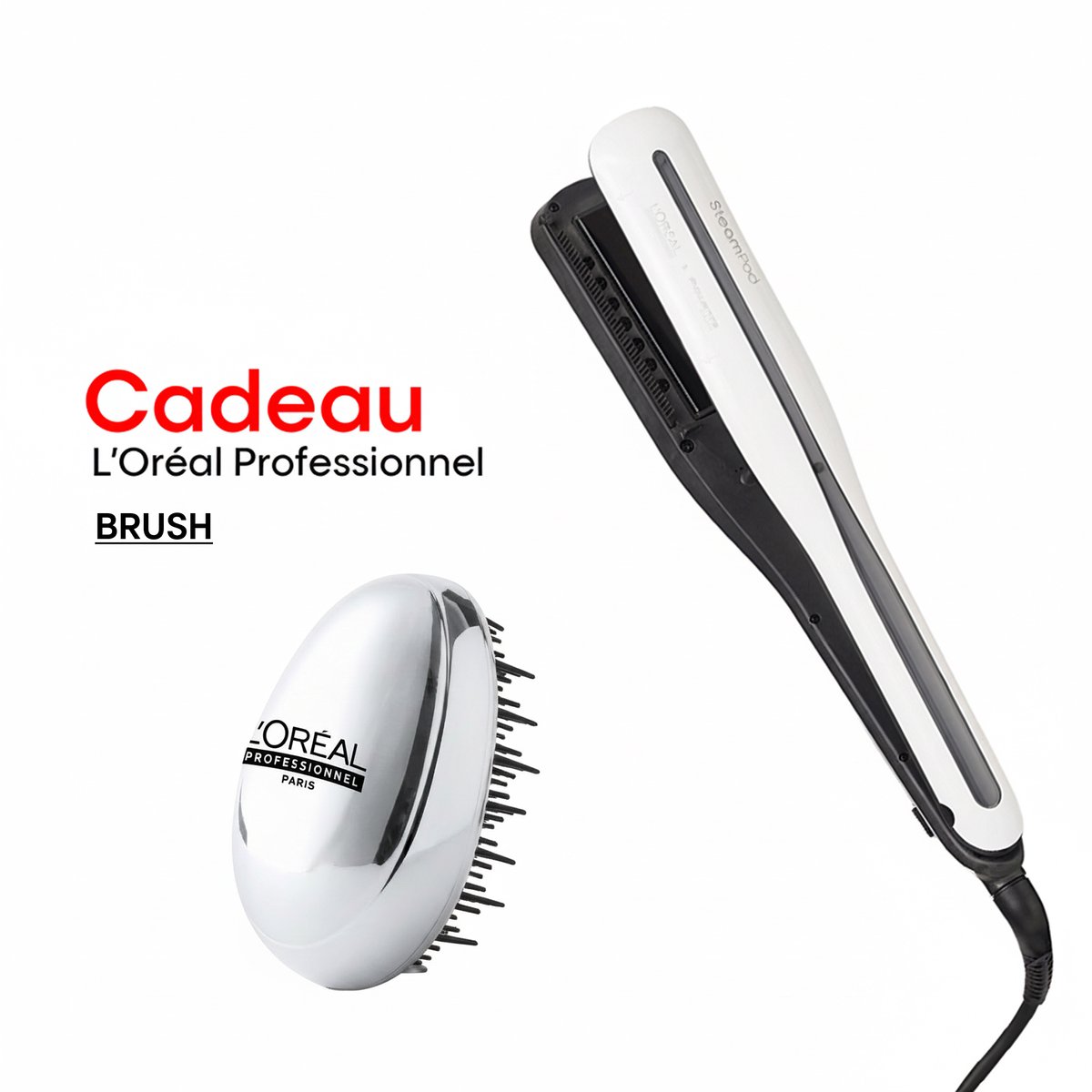 L'Oréal Professionnel Steampod 3.0 + Cadeau - Professionele 2-in-1 stoom stijltang: voor stijlen & krullen + haarborstel cadeau