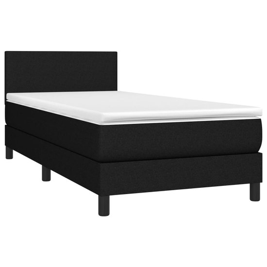 vidaXL Sommier tapissier avec matelas Tissu Noir 90 x 200 cm