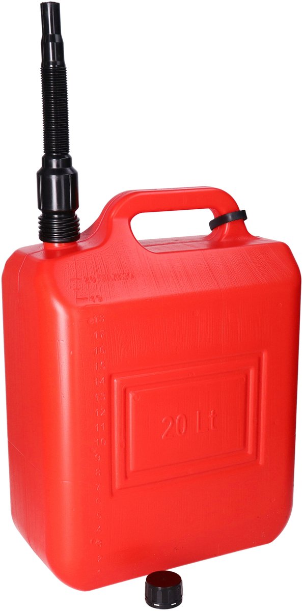 CM Jerrycan/benzinetank - 20 liter - knalrood - Brandstof jerrycans/benzinetanks - met flexibele schenktuit - 46 x 37 x 17 cm