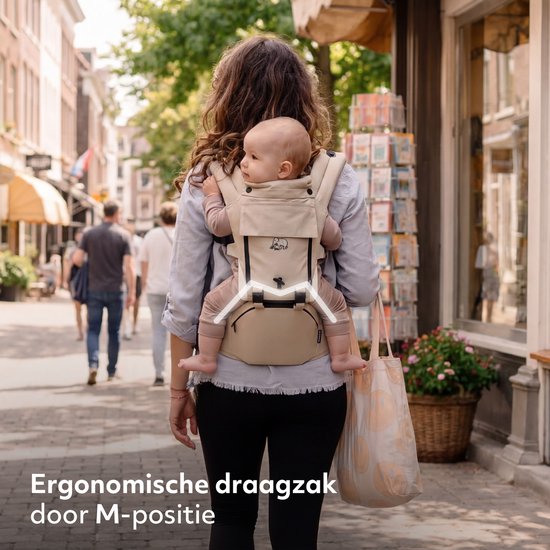 Deryan Pack Ergonomische draagzak - Babydrager + Opbergvakjes - Zand
