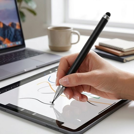 Paars blauw groen goud roze zilver zwart roségoud touchscreen pen stylus pen set 8 stuks dames heren met gradiënt kleur dubbele punt en rubber tip voor smartphone en tablet van Merkloos — afbeelding 5