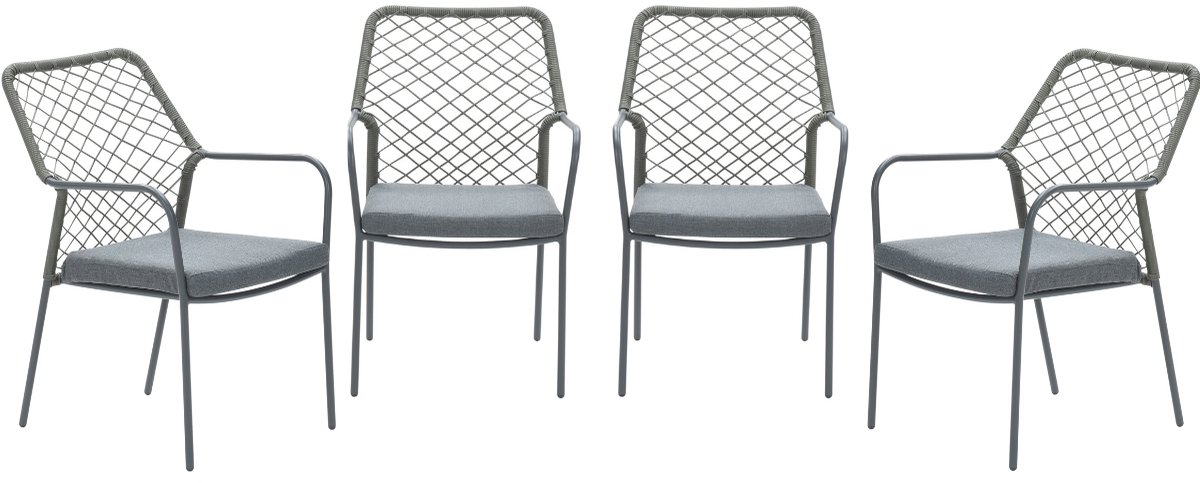 Garden Impressions Dido tuinstoelen set van 4 mosgroen rope