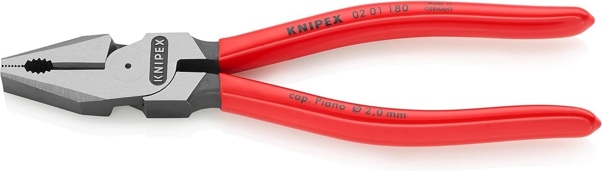 Kracht Kombitang - Combinatietang Grijpen - Veelzijdig Werk - Geharde Snijkanten - 180 mm - Rood