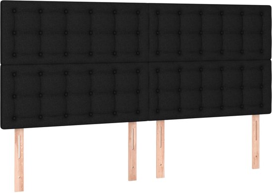 vidaXL - Sommier tapissier - avec - matelas - tissu - noir - 200x200 - cm