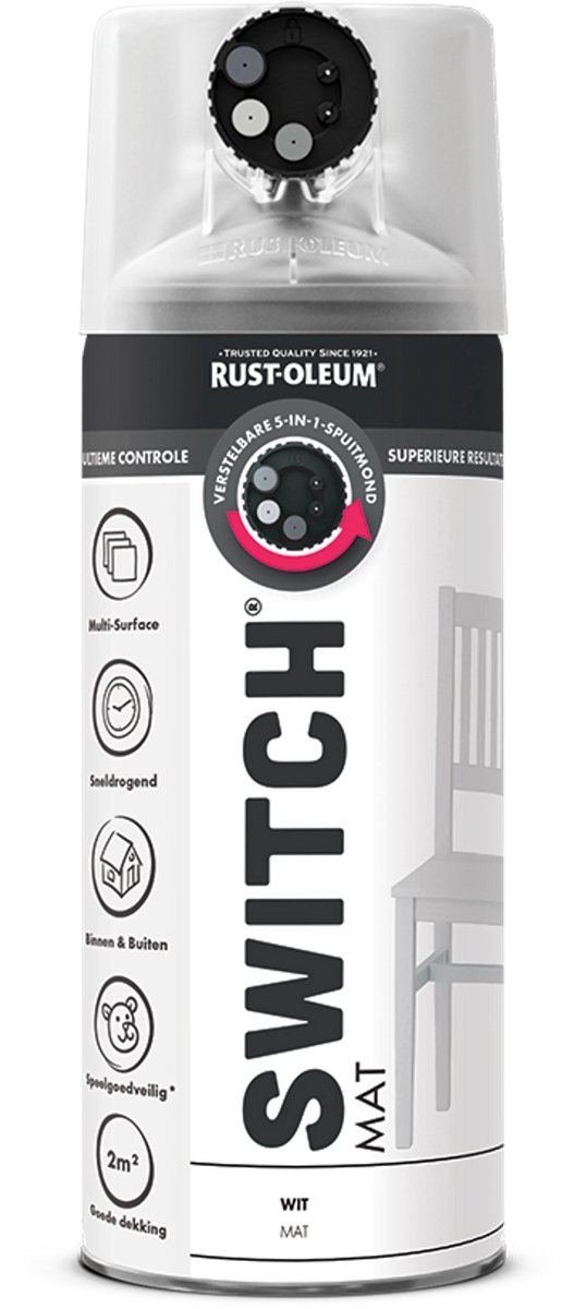 Rust-Oleum Switch Spuitbus Verf Mat 400ml - Wit