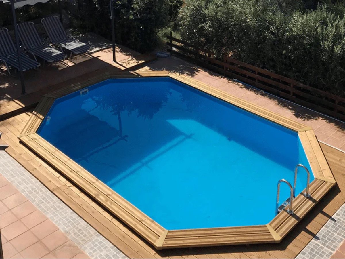 Interline Houten Zwembad Bali - Ovaal - 640 x 400 cm - Opbouw en Inbouw - Inclusief accessoires
