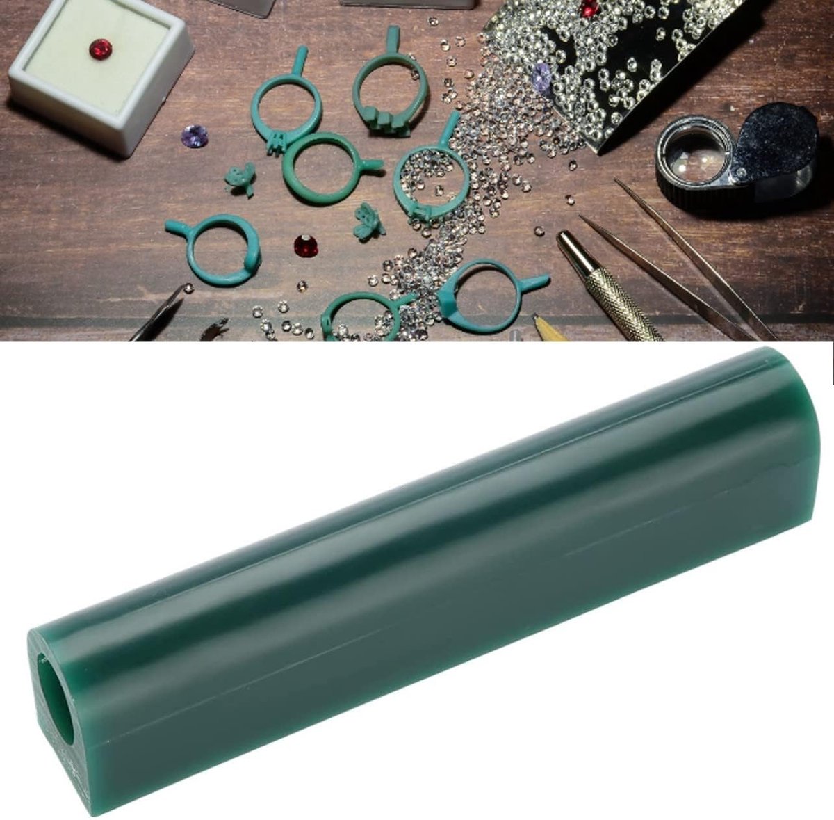 Gietbuis Ring - Sieraden Mal - Ring Ontwerp - Gladde Binnenzijde - 15 cm Lengte - Groen