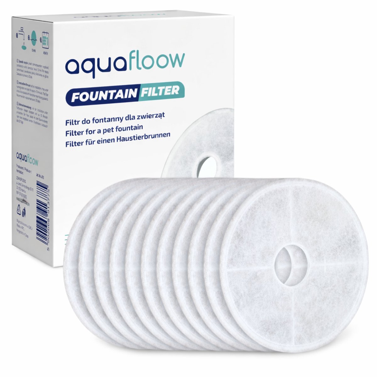 AquaFloow Drinkfontein Filters - Compatibel met Catit 43742 43725 43747 50023 50053 55600 – Vervangbare Filters voor Automatische Kattenfontein – 10 Stuks – 3 Filtratieniveaus