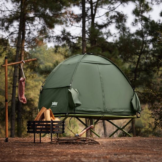 Bergson Kampeertent - Veldbed - 1-Persoons - 3-in-1 - Muggennet - Waterdicht 1500 mm - Tot 114 kg - 193x86 cm - Groen van Merkloos — afbeelding 2