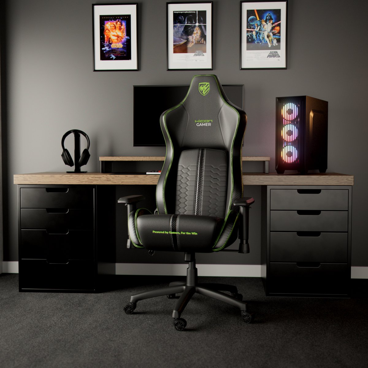 HICON® Splendore Gaming Stoel Blauw Stoffen - Gamestoel - €159,99