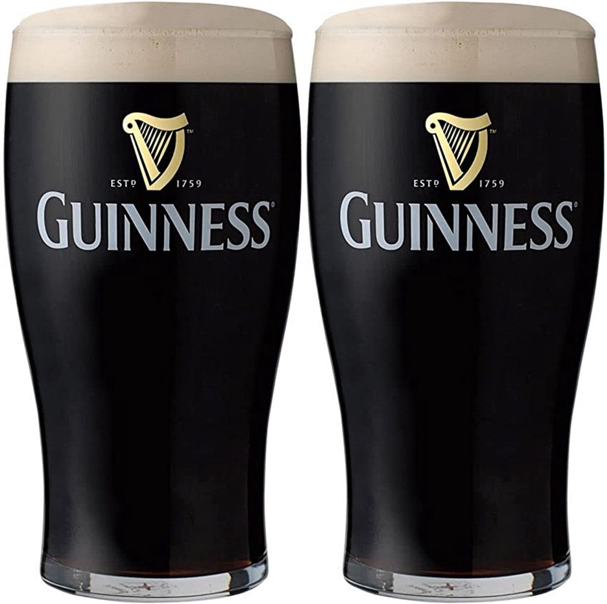 Luxe Guinness Stout Bierglazen Set van 2 – Origineel Imperial Stout Glas – Bier Cadeau voor Mannen & Liefhebbers