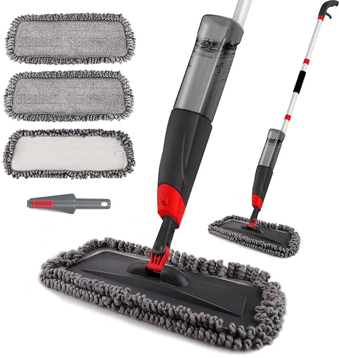 SVN® Dweil Met Spray - Dweil - Mop - Zwart - 43cm x 17cm x 135cm