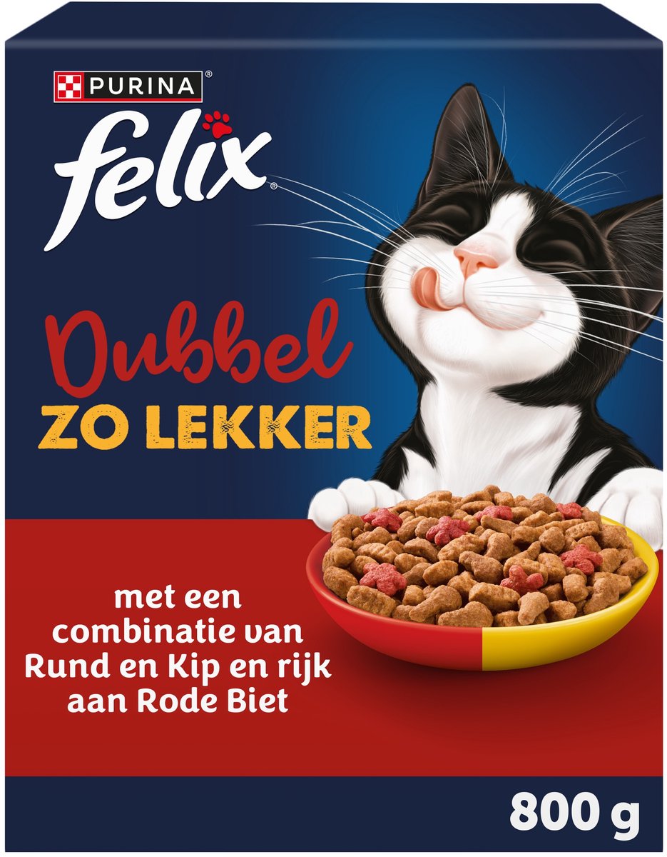 Felix FELIX Dubbel Zo Lekker - Kattenvoer Droogvoer - Kip & Rund - 5 x 800g