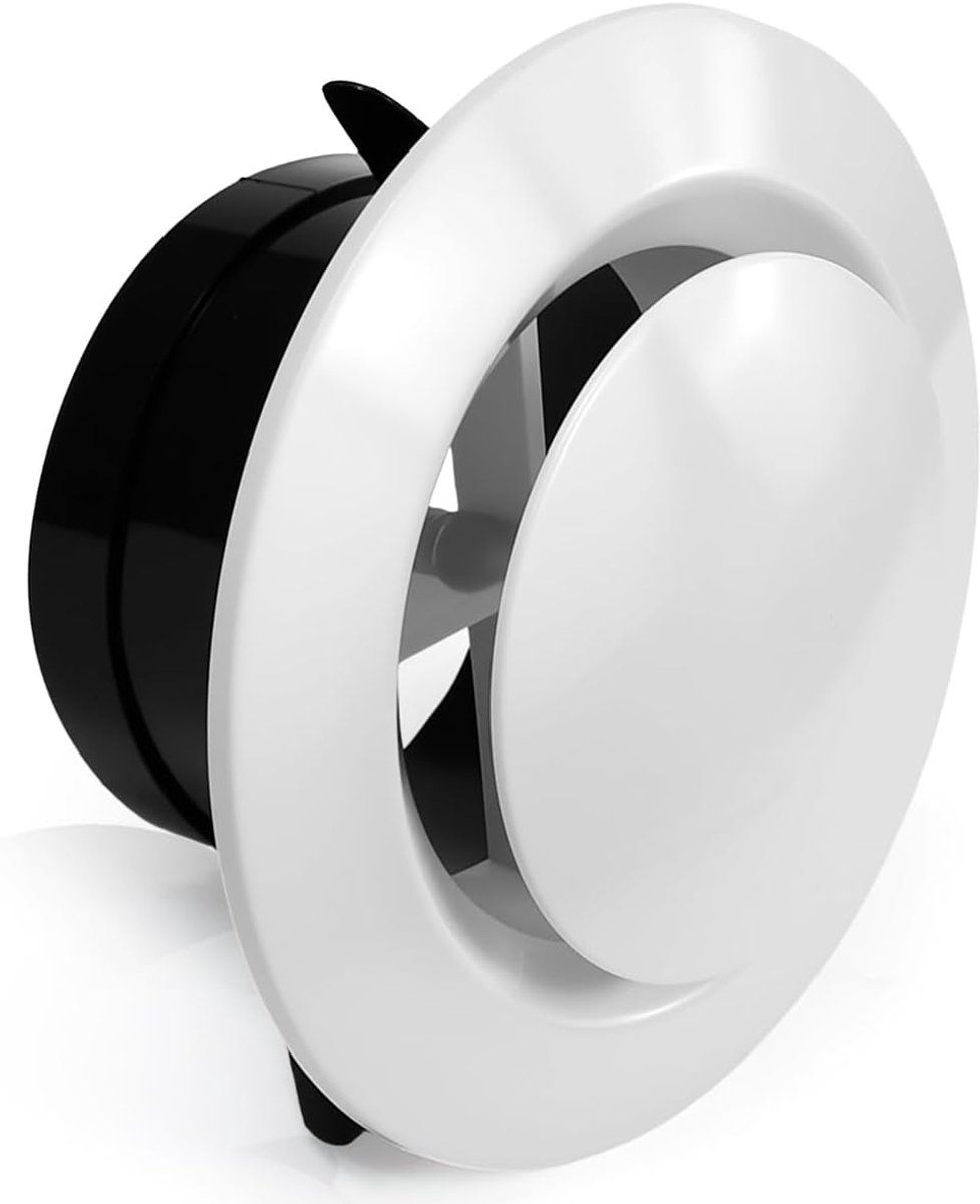 Ventilatierooster Afdekking - Rond Rooster - Ventilatie Afschermen - Duurzaam Kunststof - 20x15x7cm - Wit