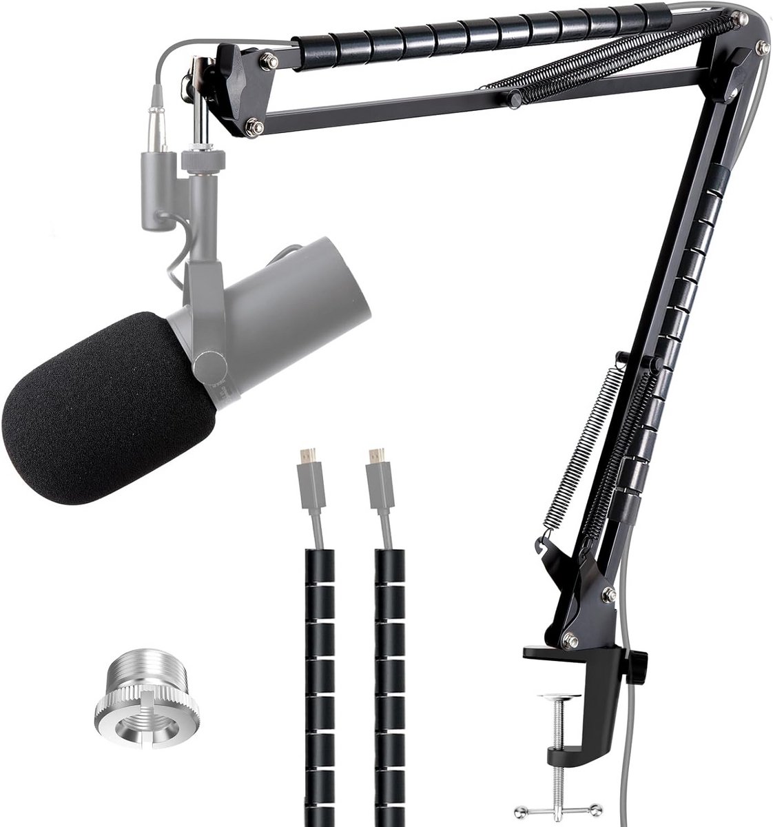 Microfoon Arm - Studiemicrofoon Standaard - Opnemen en Streamen - Dubbele Veer Stabiliteit - 1.4 kg Belasting - Zwart