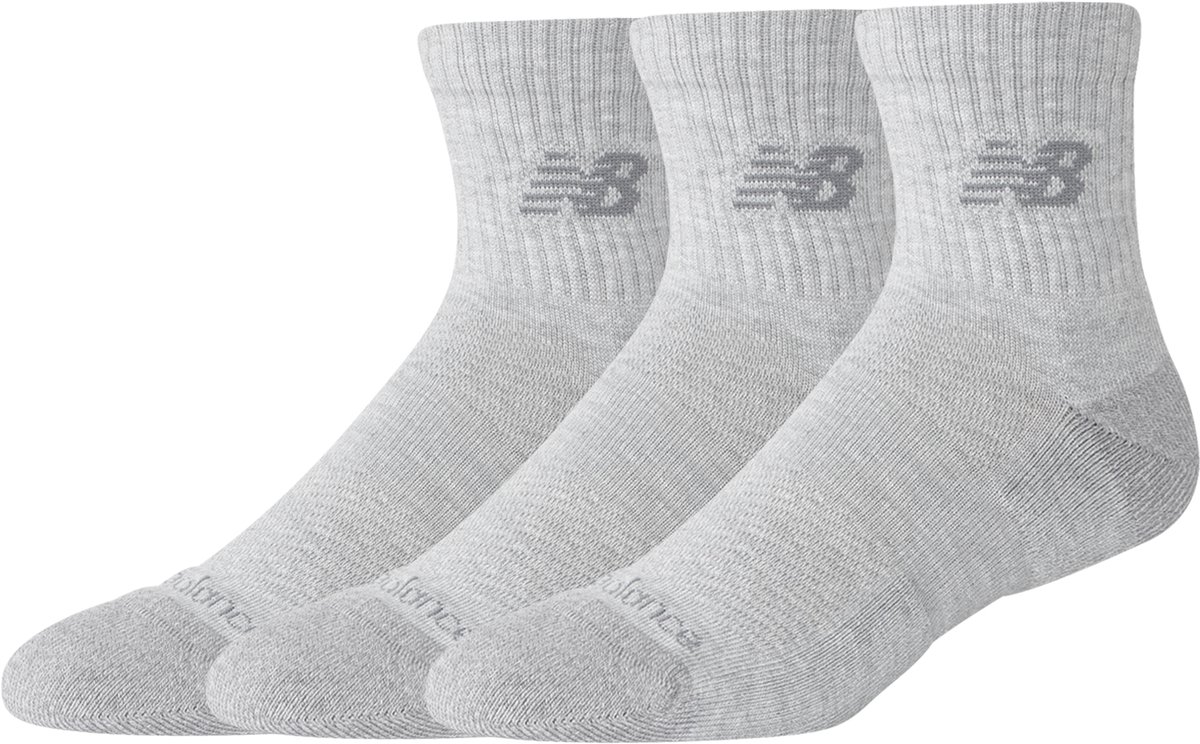 New Balance ACTIVE QUARTER SOCK 3 PACK Unisex Sportsokken ATHLETIC HEATHER Grijs