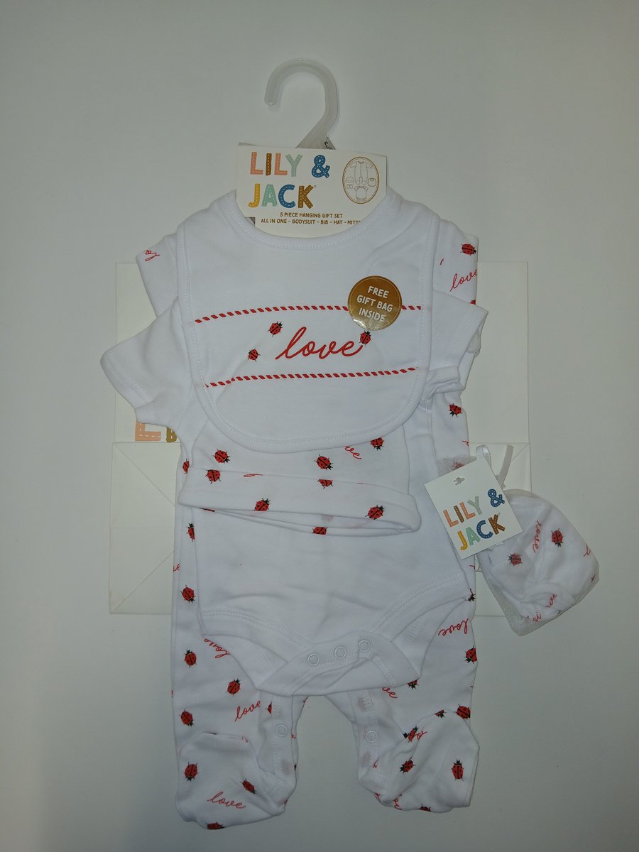 Lily & Jack - cadeauset baby - 5-delig - meisjes - newborn - lieveheersbeestjes - love - maat 50