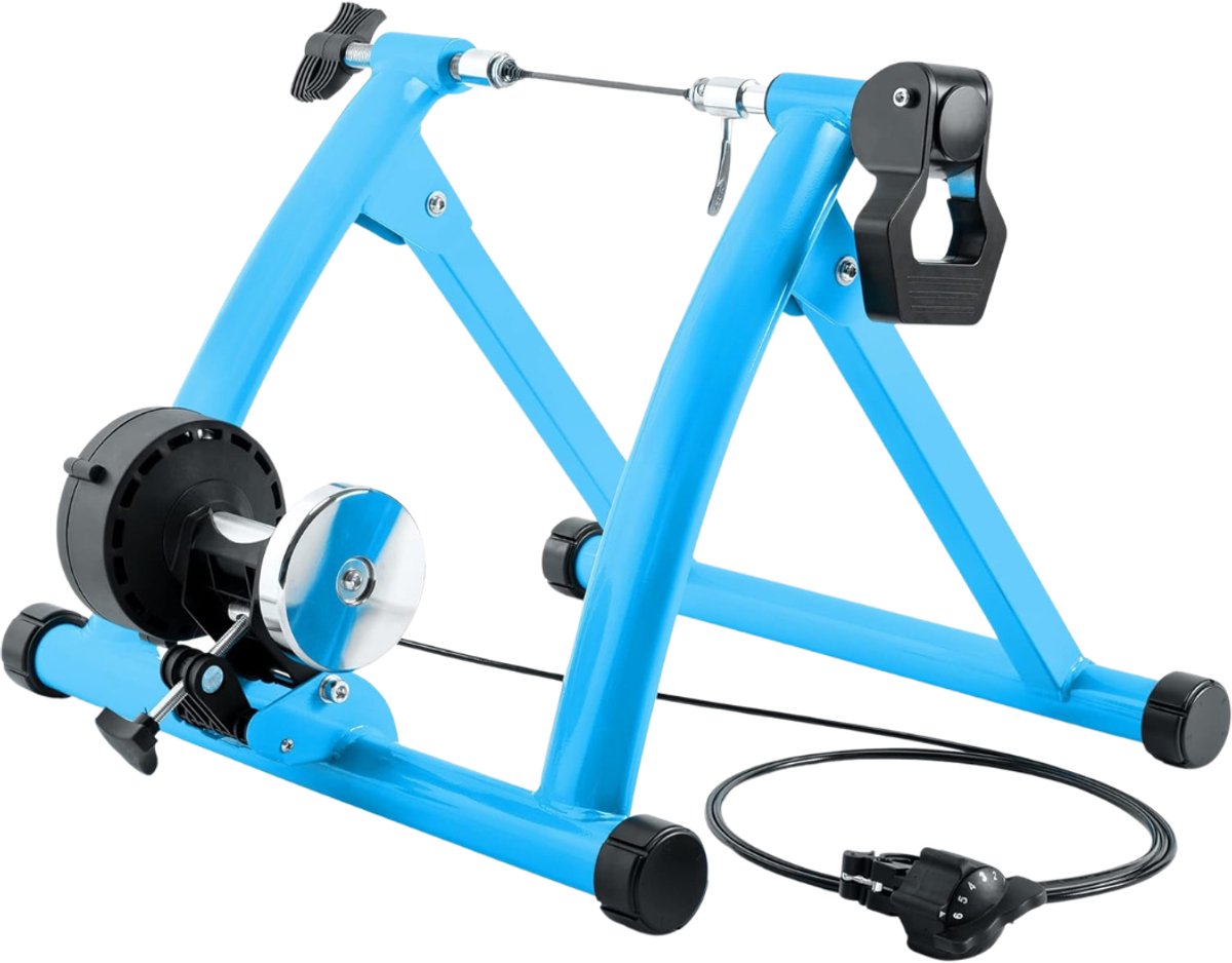 Quvo® Professionele Fietstrainers Direct Drive – Krachtige Fiets Trainer - Wheel Stand - Wheel On – Rollenbank Fiets – Rolbank Trainer - Blauw - 61cm x 55cm x 20cm
