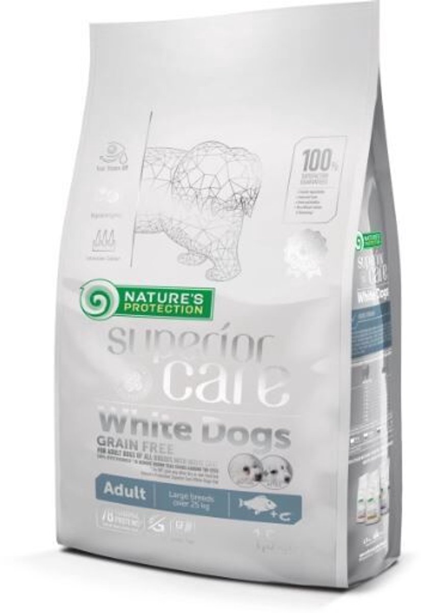 Nature's Protection Nature's Protection Superior Care - Witte hond - Grote rassen - volwassen - Graanvrij met witte vis - 1,5kg